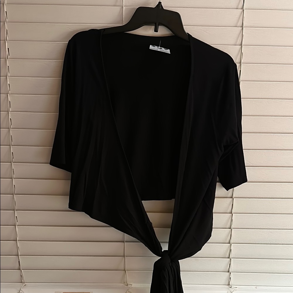 Black Tie-Front Top